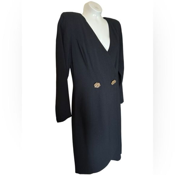 Vintage Morton Myles for Neiman Marcus Black Wrap Beaded Back Dress - Picture 2 of 14